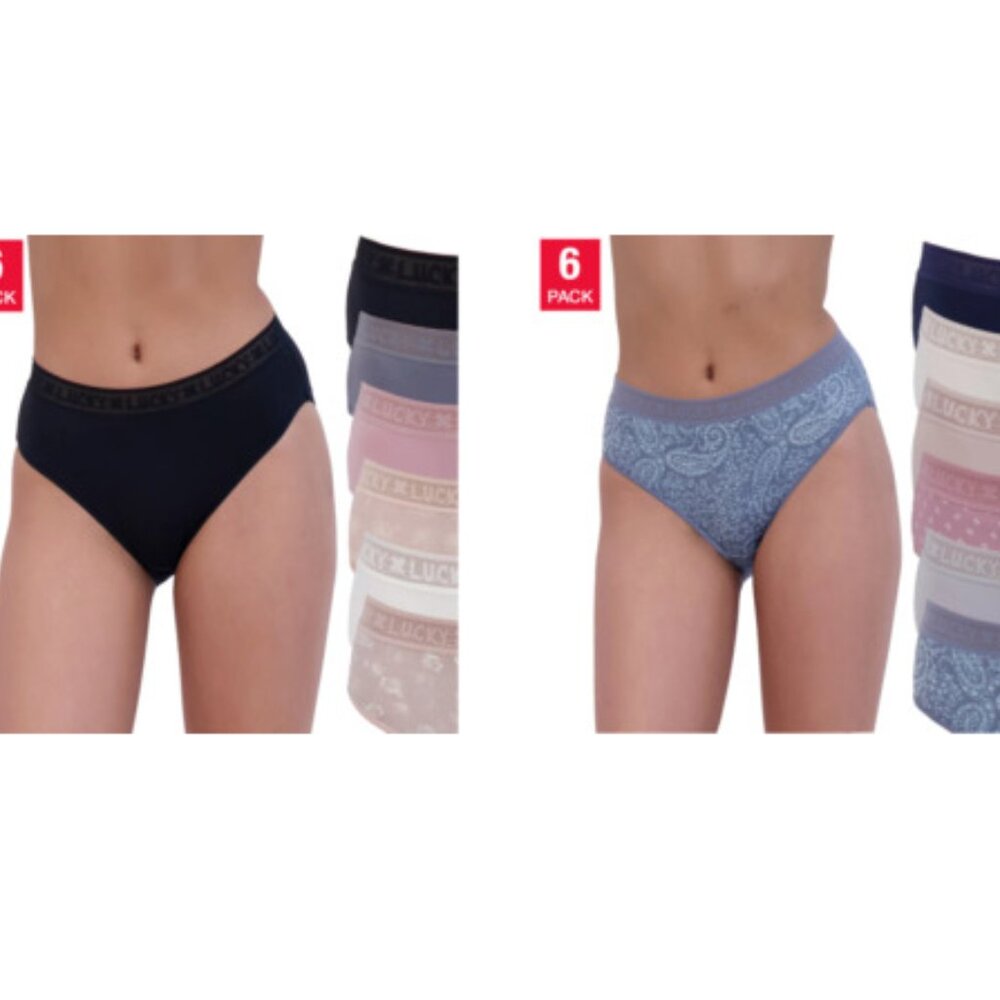 NWT Lucky Brand Women's 6 Pack Hi-Cut Panties Multicolor Size S-XL $65 11HL221